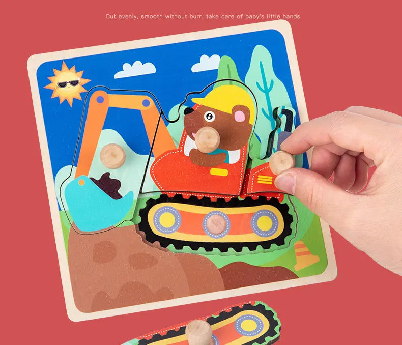 Puzzles en bois Montessori pour les tout-petits – Jouets animaux d'apprentissage pour 1 à 3 ans