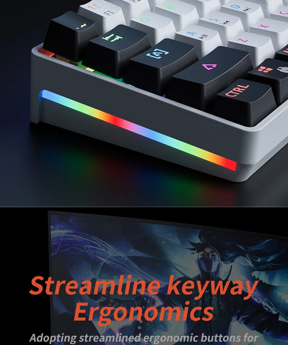 MUCAI MK61 USB Gaming Teclado mecánico interruptor rojo iluminación RGB intercambiable en caliente 61 teclas Cable desmontable