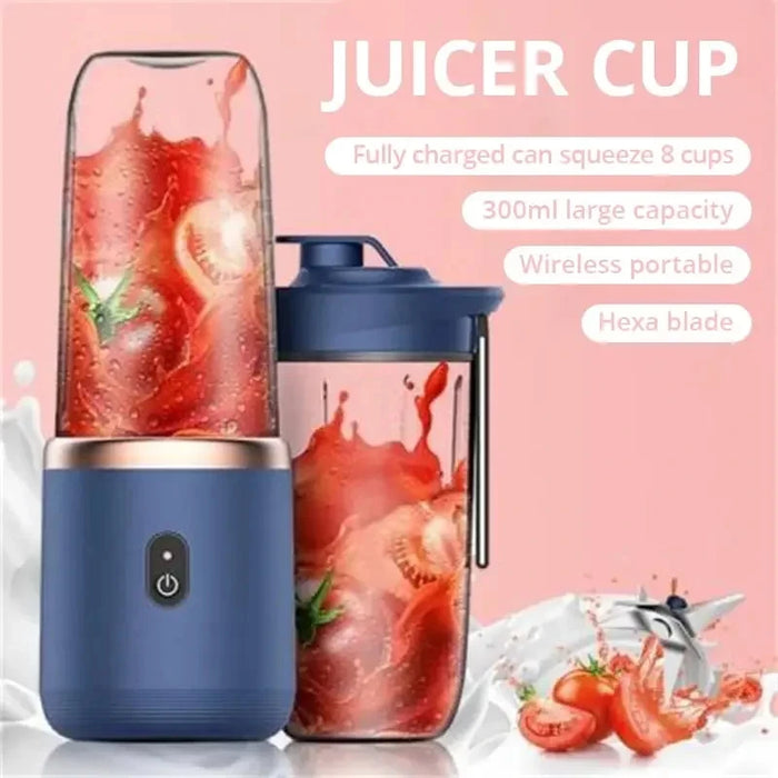 Presse-agrumes électrique Portable-mélangeur de Smoothie Compact bleu/rose avec lames en acier inoxydable pour jus frais et Smoothies