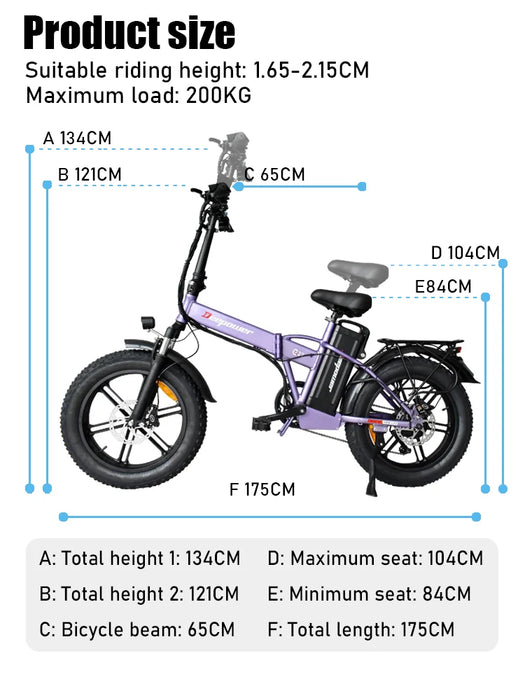 ZPW Elektrofahrrad für Erwachsene, 2000 W, 48 V, 35 Ah, 60 km/h, E-Bike, Motorrad, 20 Zoll x 4,0 Off-Road-Reifen, zusammenklappbares Elektrofahrrad für Bergstraßen