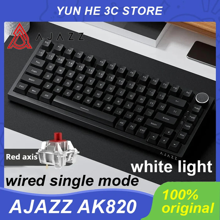 Ajazz AK820 Teclado mecánico con cable USB 75% junta blanca brillante tecla completa intercambio en caliente Esports teclado para juegos apto para PC portátil