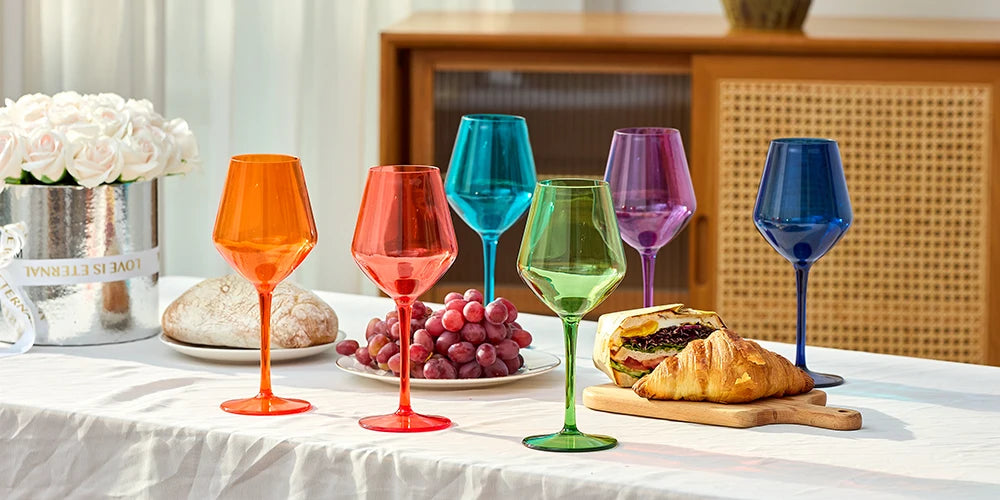 MICHLEY Lot de 2/4/6 verres à vin en plastique Tritan indestructibles pour pique-nique – Verres à vin de luxe réutilisables pour les fêtes et l'extérieur, passent au lave-vaisselle