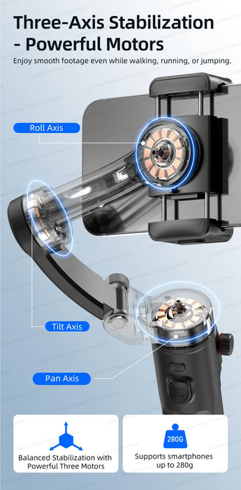 Stabilisateur de Smartphone Portable, cardan à 3 axes avec support de trépied pour iPhone 16 15 13 Pro Max