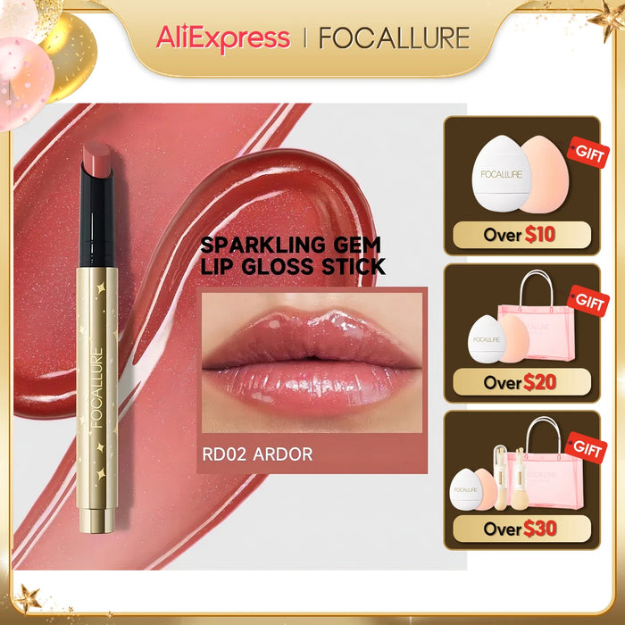 FOCALLURE Perlglanz-Lippenbalsamstift – feuchtigkeitsspendendes, langanhaltendes und glitzerndes Lippen-Make-up