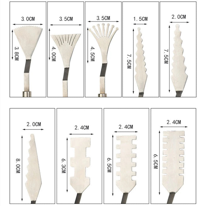 9 Pièces Grattoir d'Art de Fleur Couteau de Texture Couteau à Palette d'Art Grattoir de Forme Spéciale pour Outils de Peinture à l'Huile et Acrylique pour Étudiants en Art