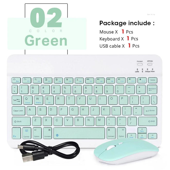 Kit de teclado y teclado inalámbrico portátil de 10 pulgadas para tabletas iPad, Samsung y Lenovo, compatible con español, ruso, árabe y coreano.