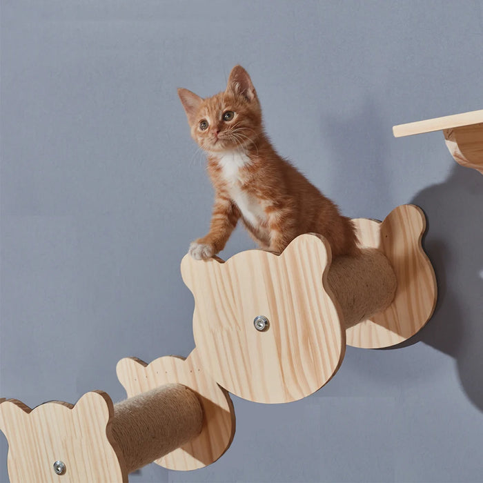 Hamac mural pour chat, avec étagères d'escalade, arbre à griffes en bois, étagères d'escalier et échelle en sisal pour l'escalade du chat