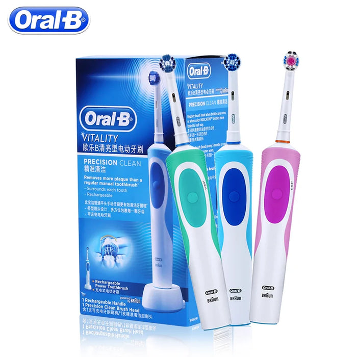 Brosse à dents électrique Oral B pour adultes avec fonction de rotation et blanchiment des dents 3D - Brosse à dents rechargeable avec cadeau de têtes de rechange