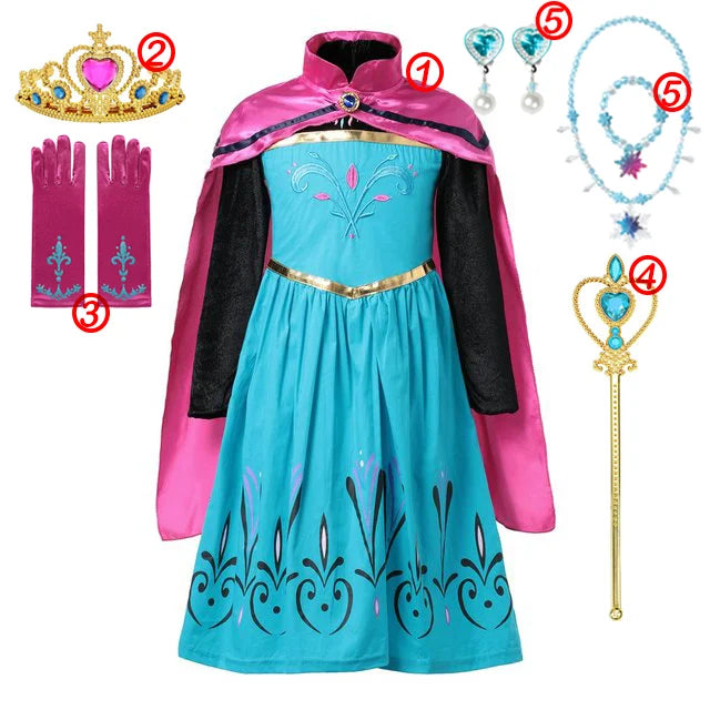 Disney Frozen Vestido para Niña - Vestido de Princesa con Lentejuelas y Red para Carnaval Cosplay de Blancanieves Reina Elsa y Anna