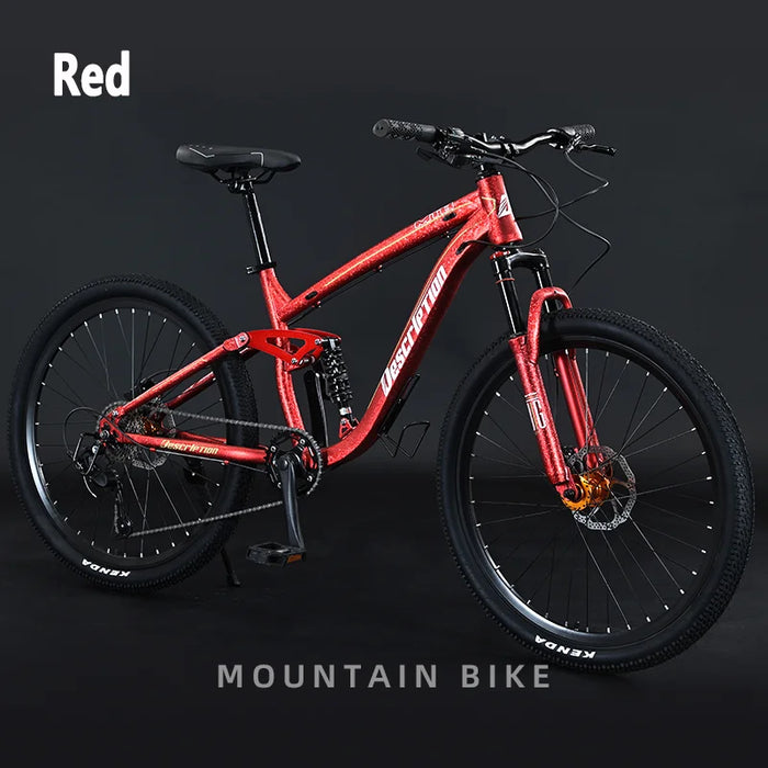 Bicicleta de Montaña con Respaldo Suave, Amortiguador Doble, Horquilla Bloqueable, Freno de Disco de Aceite, Bicicleta MTB de Velocidad Variable para Adultos, 27,5"