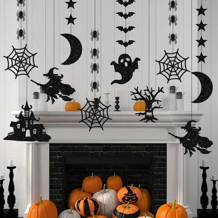 Lot de 6 décorations à suspendre pour Halloween avec araignées, sorcières, fantômes et chauves-souris – Parfaites pour la maison et les fêtes.