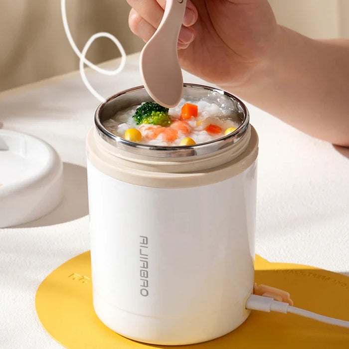 Boîte à déjeuner chauffante USB de 600ML, chauffe-plats Portable en acier inoxydable pour le déjeuner, les boissons et le lait