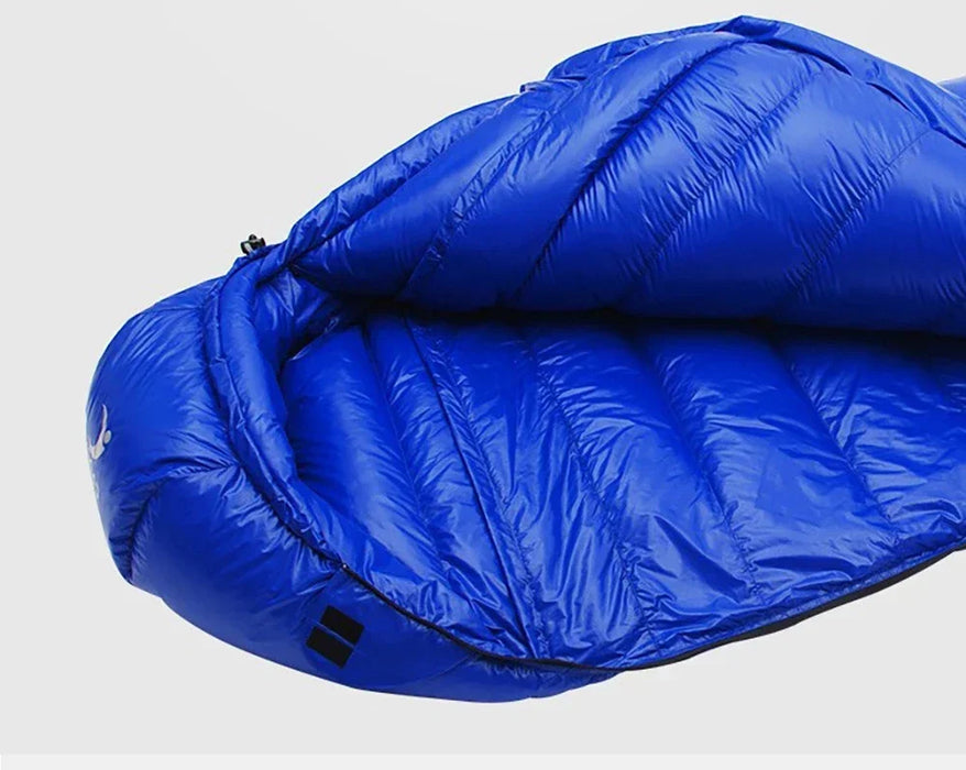 Sac de couchage d'hiver en duvet d'oie pour usage extérieur - Portable et compressible pour le camping et le trekking