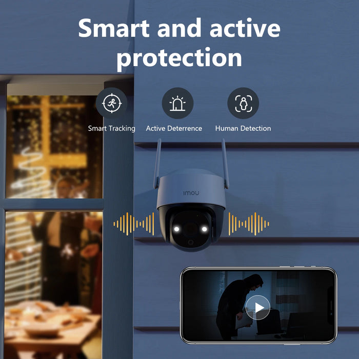 IMOU Cruiser SE+ 3MP Utomhus PTZ Wi-Fi Kamera - Väderbeständig IP66 med Tvåvägs Ljud, Färgglad Nattvision och AI-Mänsklig Detektering
