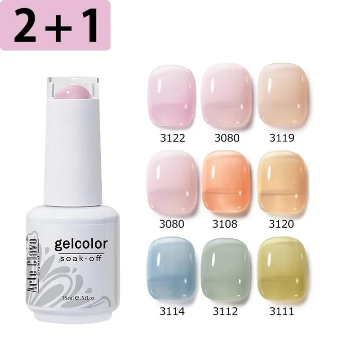 Arte Clavo 3er-Pack Gel-Nagellack in Nude Pink – Transparenter, semipermanenter Nagellack für Maniküre und Nagelkunst