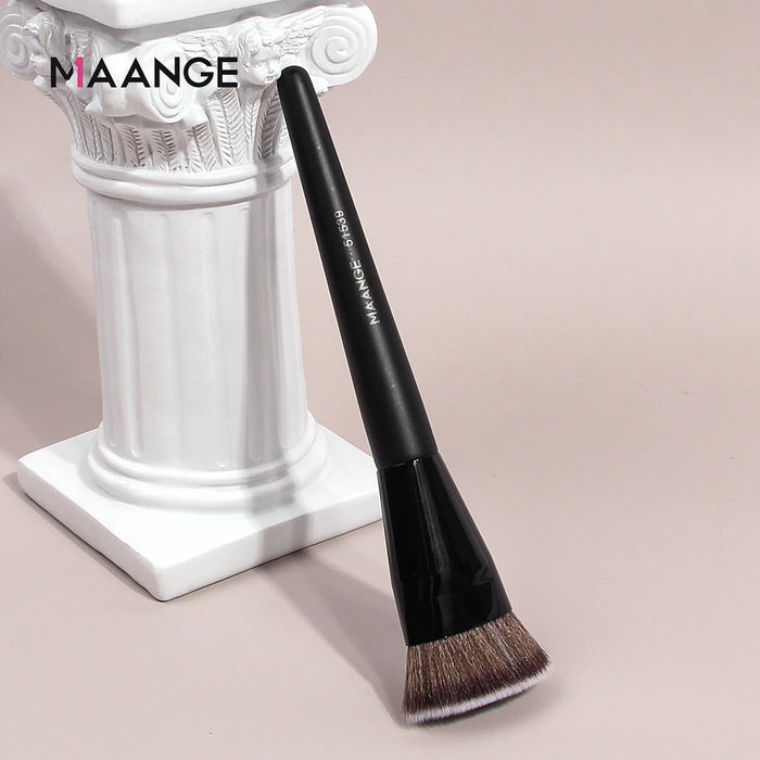 MAANGE Pinceau de fond de teint à tête plate à tube rond et simple avec boîte – Pinceau de maquillage pour poudre, fard à joues et anti-cernes, outil de maquillage respectueux de la peau