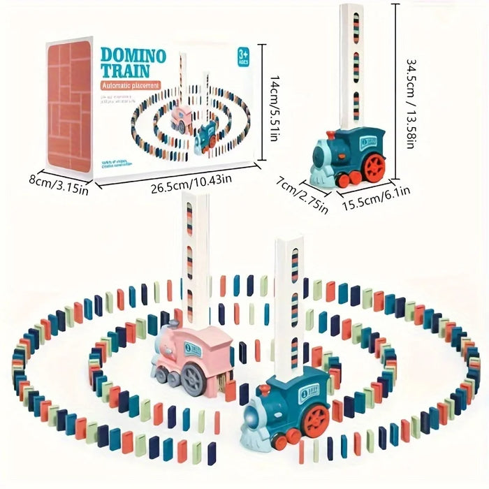 Ensemble de train Domino automatique avec voiture électrique et blocs de construction - Jeux créatifs et jouets DIY pour les anniversaires d'enfants !