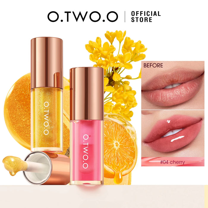 O.TWO.O Lippenöl, Glanz, Lippenverstärker, Make-up, feuchtigkeitsspendend, nicht klebrig, wässrige Glitzer-Grundierung, Tönung, Lippenbalsam, Pflege, Kosmetik