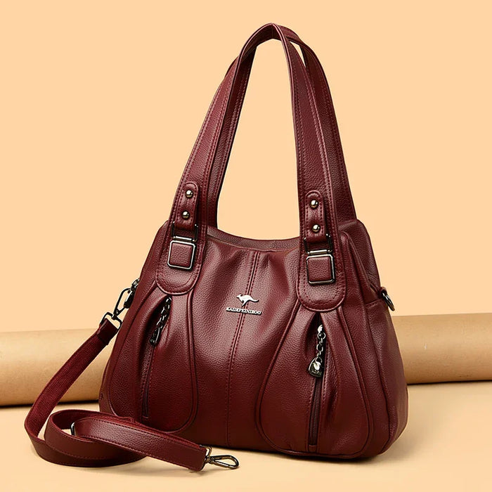 Elegant Soft Leather Casual Tote Bag for Women - Luxury Designer Handbags with Multi-Pocket Features