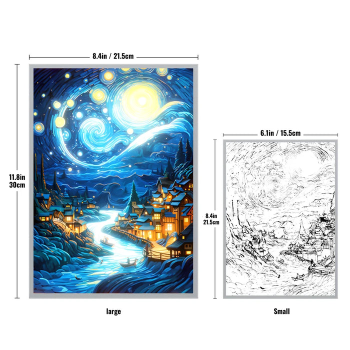 Pintura al óleo creativa y brillante del cielo estrellado de Van Gogh, decoración conectada por USB para sala de estar, dormitorio y entrada, lámpara de ambiente única como regalo