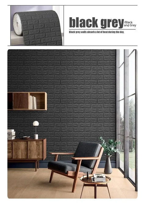 Papel pintado autoadhesivo de ladrillo de espuma 3D, adhesivo decorativo impermeable para pared de salón y dormitorio (70cm x 1/5/10m)