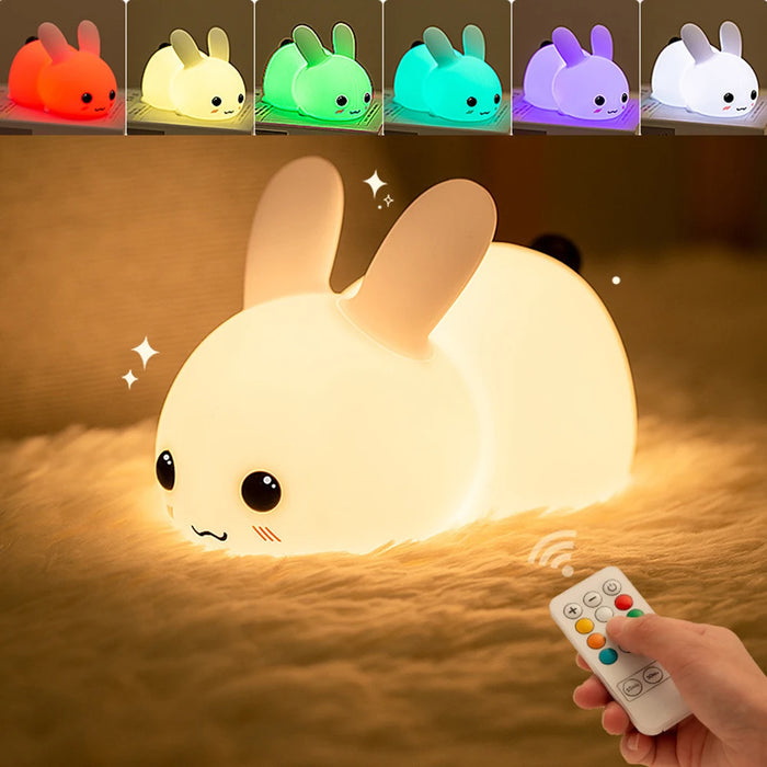 Silikon-Hase-Nachtlicht mit Fernbedienung, wiederaufladbare Induktionslampe für Kinder, bunte Atmosphärenlampe, perfektes Geschenk für Kinder