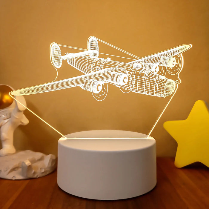 3D Bulldozer and Excavator Night Lamp - LED Lighting for Kids Room, Decorative Gift for Children