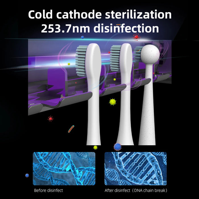 Soporte para cepillo de dientes UV con carga, cepillo de dientes de secado rápido, esterilizador de almacenamiento para afeitadora con pantalla LED, accesorios de baño