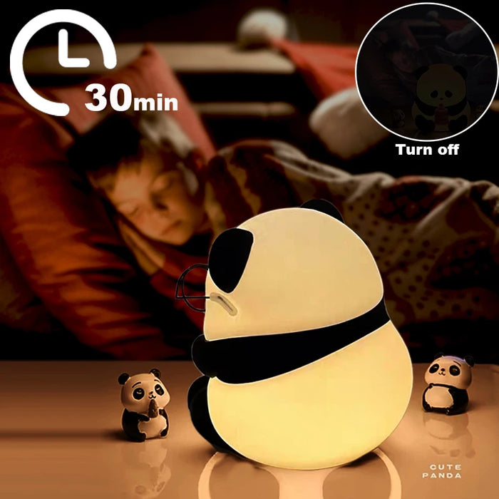 Panda-Nachtlicht mit LED – wiederaufladbare, niedliche Silikonlampe für Kinderzimmer, dimmbares Schlafenszeitlicht und perfektes Geburtstagsgeschenk