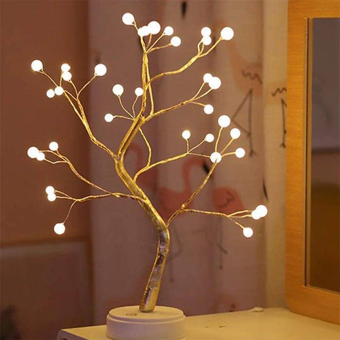 LED-Bonsai-Baum-Nachtlicht mit Fernbedienung – 36 Perlenengel für Schlafzimmer und Innendekoration, verstellbare Tischlampe