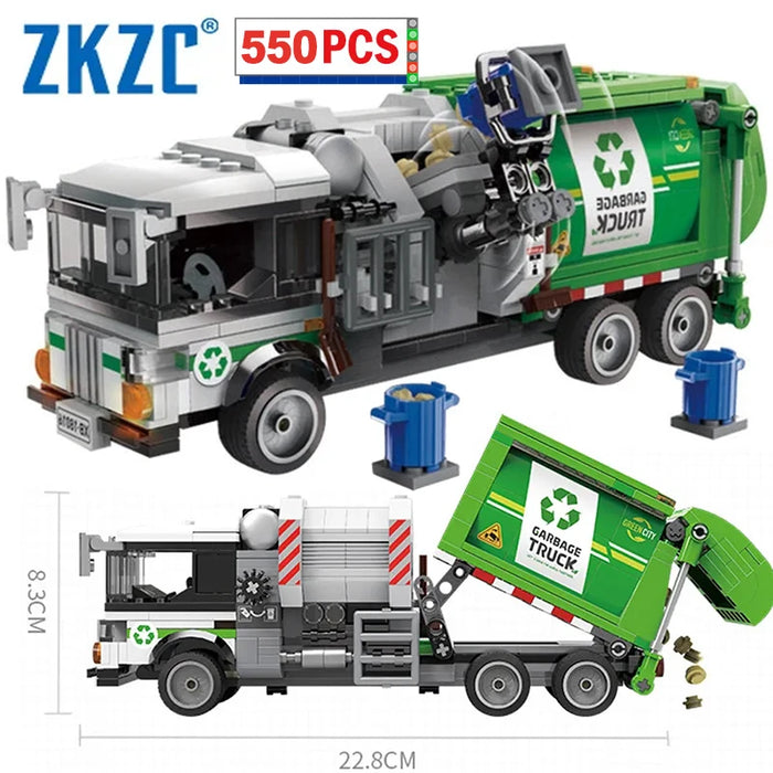 ZKZC City Cleaning Garbage Dump Vehicle Bausteine ​​– Reinigungsauto für Kinder, perfektes Weihnachtsgeschenk!