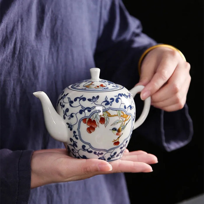 Tetera elegante de estilo chino, juego de té de cerámica, hermosa tetera, vajilla de porcelana azul y blanca, 310ml