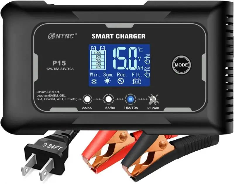 HTRC P20/P15/P10 12 V-24 V chargeur de batterie de voiture LCD réparation automatique d'impulsion charge pour Lifepo4 AGM chargeur de batterie au Lithium au plomb