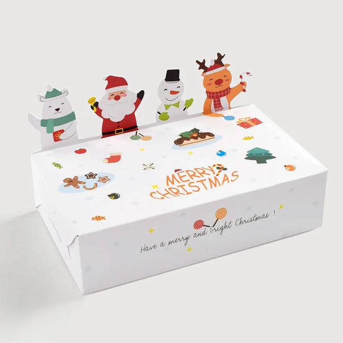 10er-Pack Frohe Weihnachten Kraftpapierboxen für Snacks und Geschenke – 3D-Faltschachteln für süße Kekse für Weihnachten und Neujahr