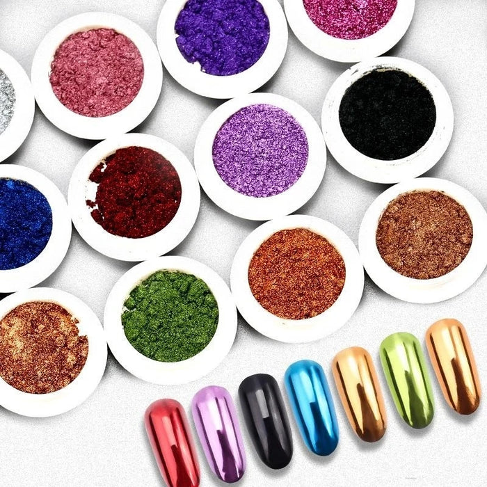 Poudre à paillettes miroir pour ongles, effet métallique, Rose, or, argent, vernis Gel UV, flocons de pigments chromés, poussière de manucure