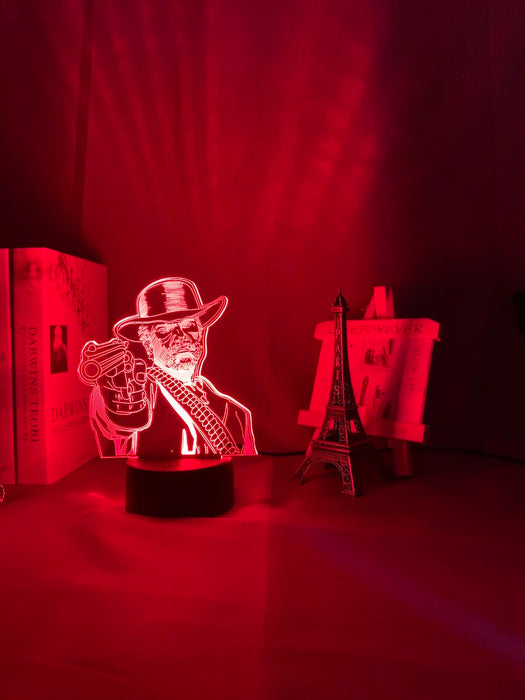 Lámpara de noche acrílica 3D Red Dead Redemption 2 - Lámpara LED Arthur Morgan para sala de juegos y habitación infantil