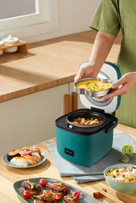 Compact Electric Rice Cooker for 1-2 People - 1.2L Automatic Kitchen Machine with Steam Cabinet