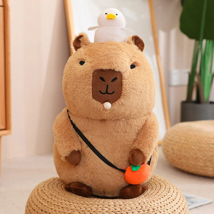 Sombrero de fresa Capybara, juguete de peluche, mochila de tortuga de simulación, Animal de peluche de Capybara, colgante de tamaño pequeño