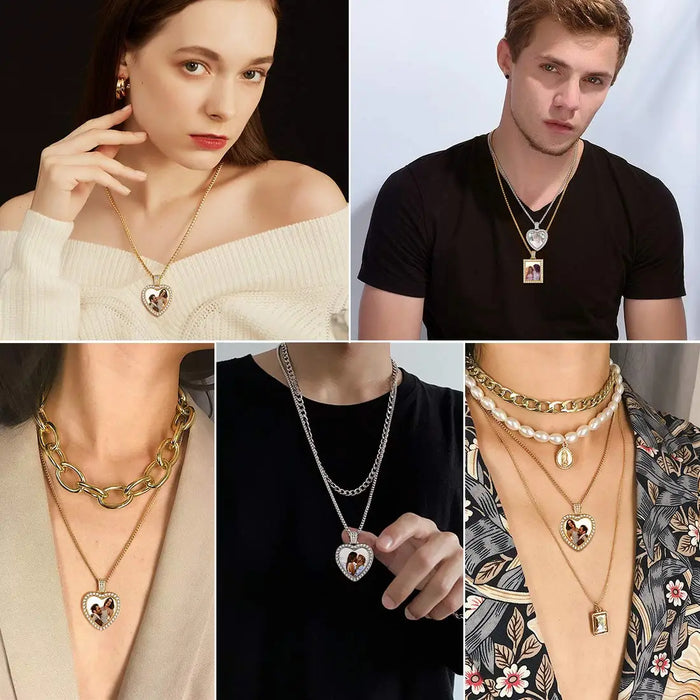 Personalisierter individueller Foto-Kreis-Medaillen-Anhänger Hip-Hop-Schmuck für Frauen und Männer mit Erinnerungen