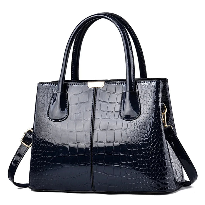 Elegant Women's PU Leather Alligator Print Shoulder Crossbody Handbag - Large Capacity Luxury Tote Bag