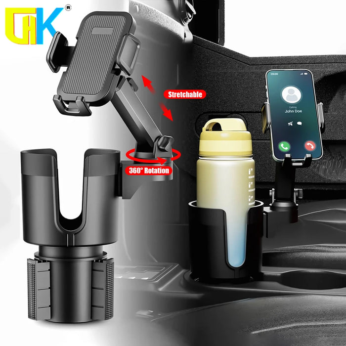 Portavasos Universal para coche, portavasos, soporte para teléfono móvil, control central, 2 en 1, multifuncional, soporte para teléfono de navegación para coche de 360 ​​°