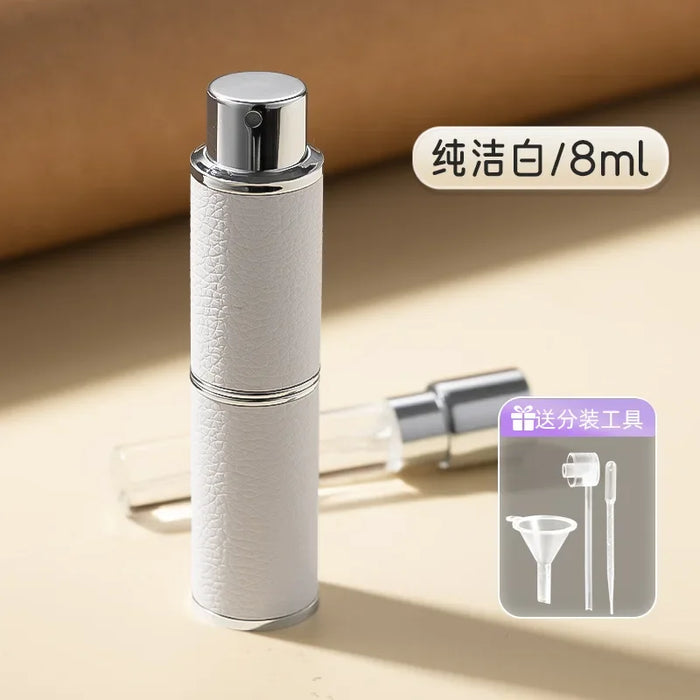 8ML Refillable Luxury Leather Perfume Atomizer with Rotating Press, Mini Travel Size Container for Fragrances