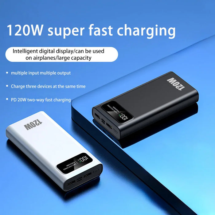 Lenovo-Banco de energía de carga rápida, 120W, 200000mAh, capacidad Ultra grande con pantalla Digital para batería externa de iPhone