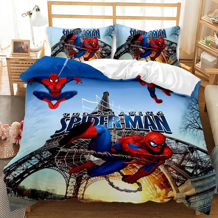 Spiderman-Bettwäsche-Set mit Bettdecke – universelles Design für Kinder und Erwachsene, modernes bedrucktes Doppelbett, einschließlich King-Size-Bett