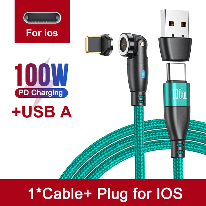 Cable magnético USB C de AUFU 5A para carga rápida de 100W para iPhone, Samsung, Huawei y computadora portátil