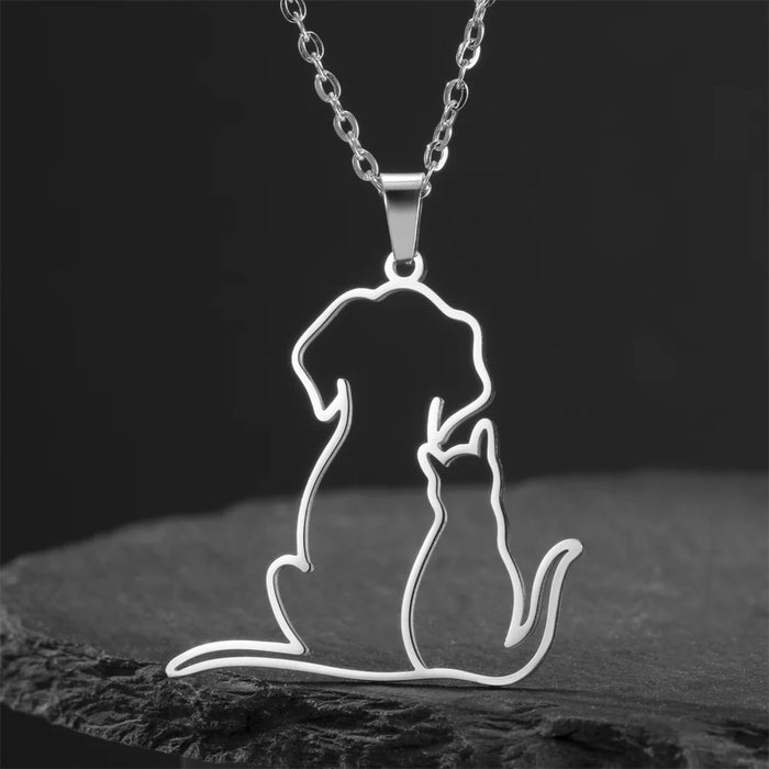 Collier animal câlin en acier inoxydable pour les amoureux des chiens et des chats