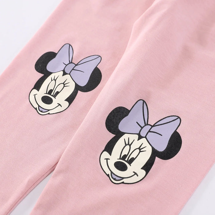 Conjunto de vestido de Minnie Mouse de primavera para niñas pequeñas - Linda sudadera con capucha de Disney y conjunto de ropa estampada de manga larga para niños