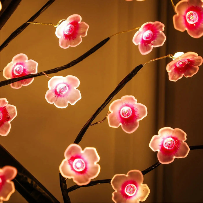 Iluminación LED para árboles florales: decoración romántica para el hogar con luz rosa