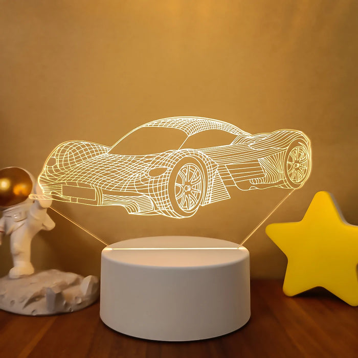 3D Bulldozer and Excavator Night Lamp - LED Lighting for Kids Room, Decorative Gift for Children