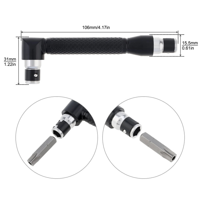 Mini-Doppelseitenschlüssel mit Sechskantschlüssel, 1/4 Zoll, 6,35 mm, L-Bar-Schraubendreher-Bit-Set mit Ratschengriff für universelle Reparatur